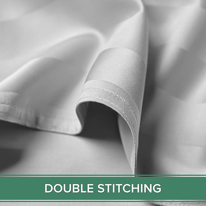 Pure Bamboo Twin Sheets, Genuine 100% Organic Viscose Derived from Bamboo Bed Sheet Set, Luxuriously Soft & Cooling, Double Stitching, 2 Year Quality Promise (Twin, Jacquard White)