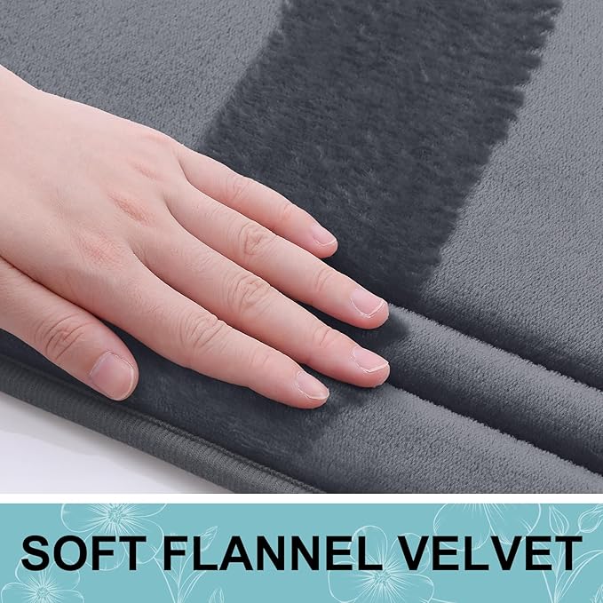 Grandaily Memory Foam Bath Mat Rug 24x16, Ultra Soft, Non-Slip and Absorbent Bathroom Rugs, Machine Wash Dry, Comfortable Bath Carpet for Bathroom Floor, Tub and Shower, Dark Grey