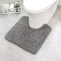 MIULEE Microfiber Toilet Bath Mat U-Shaped Contour Shaggy Bathroom Rugs Non Slip Extra Thick Soft Bath Rug Absorbent Water for Bathroom Commode Machine Washable(24x24 Inch, Grey)