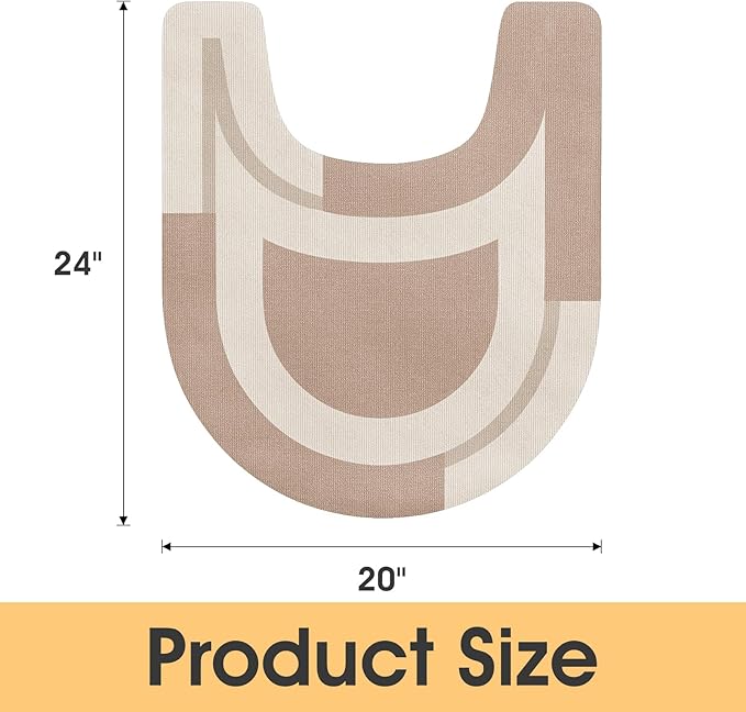ACCUMTEK Toilet Rugs, Ultra Thin Absorbent Contour Bathroom Rugs for Toilet, Dry Quickly, Machine Washable, Upgrade Backing Non-Slip Bath Mat, Taupe/Bordered/U-Shaped 24"x20"