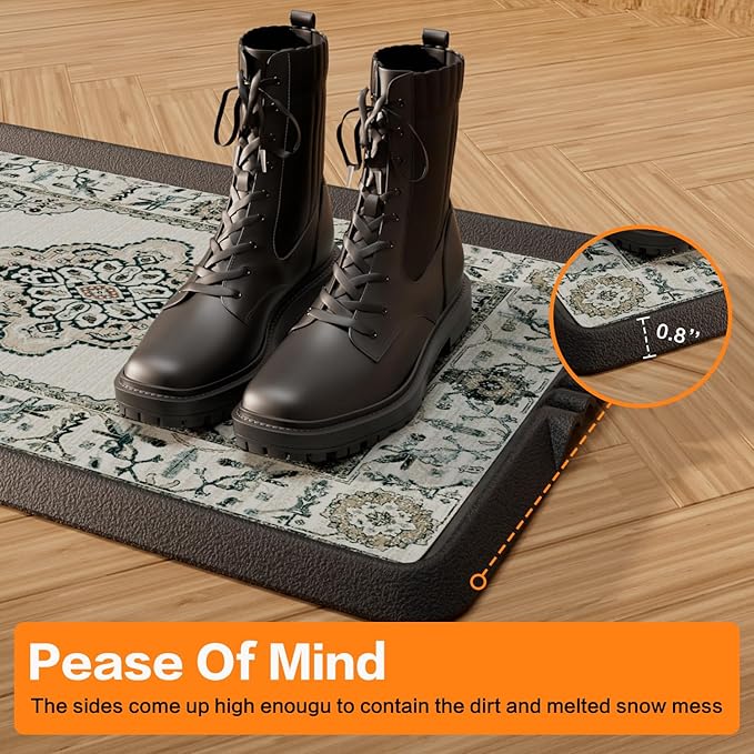 Rubber Boot Tray,Non-Slip Boot Mat with Lip,Waterproof Shoe Tray,Indoor Outdoor Multi Use Catch All Trays,Cleaning Mat for Entryway,Pets Garden,Mudroom,Garage