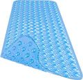 Extra Long Bathtub Mat Non Slip, Clear Blue Soft Bath Mat for Tub 40 x 16 Inch Full Size, Bath Tub Shower Mats for Bathroom Floor, Big Suction Cups and Drain Holes, Easy Washable, BPA Free