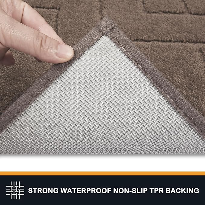 PURRUGS Dirt Trapper Door Mat 32" x 47", Non-Slip Machine Washable Entry Rug, Shoe Scraper, Dog Doormat, Super Absorbent Welcome Mat for Front & Back Door, Muddy Wet Shoes & Paws, Grayish Brown