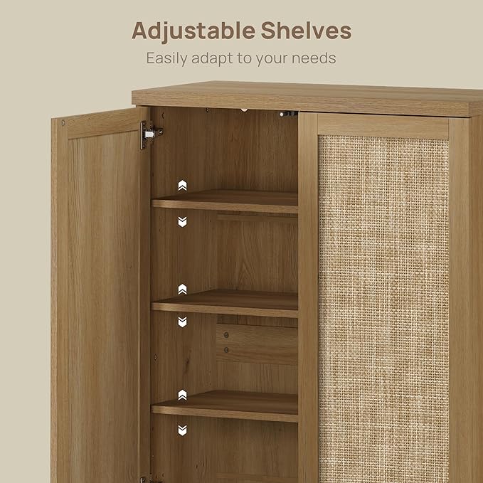 SICOTAS Rattan Shoe Storage Cabinet - Modular Shoe Cabinets with Door Tall Large Shoe Cabinet Storage for Entryway - 31.2" Wide Modular Cabinet for Hallway, Living Room