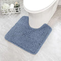 MIULEE Microfiber Toilet Bath Mat U-Shaped Contour Shaggy Bathroom Rugs Non Slip Extra Thick Soft Bath Rug Absorbent Water for Bathroom Commode Machine Washable(24x24 Inch, Dusty Blue)
