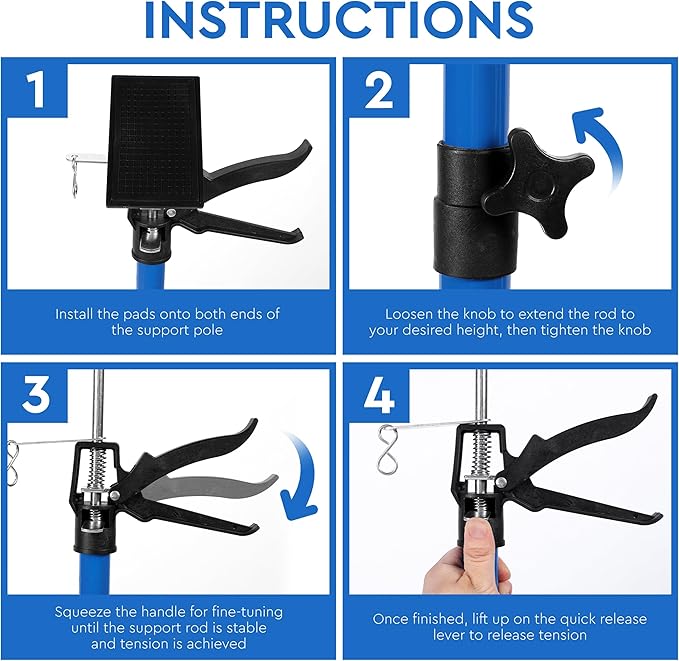 Cabinet Jack Support Pole, 19.7-114.2" Adjustable 3rd Hand Tool, Third Hand Tools for Installing Cabinets, Telescoping Poles 154LB Capacity Installation Jacks, Drywall Jack & Cargo Bar 4-Pack