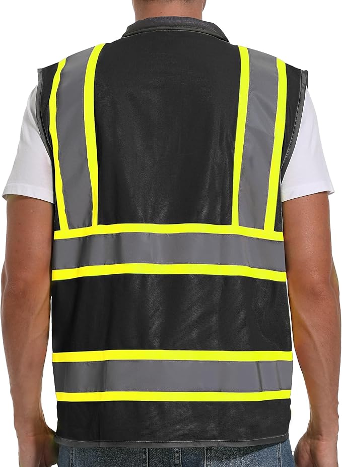 Reflective Safety Vest for Men and Women - High Visibility Construction Vest - Dual Tone Reflective Strips