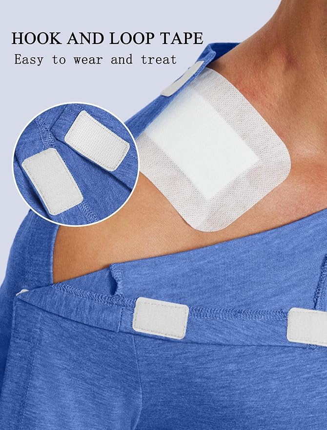 Deyeek Shoulder Post Surgery Recovery Shirts for Men Full Tear Away Short Sleeve T Shirt Adaptive Chemo Clothing