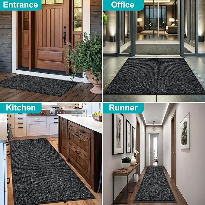 Azadx 3'x4' Front Door Mat Heavy Duty Indoor Outdoor Door Mat Non-Slip Backing Doormat for Entryway Stain and Fade Resistant Commercial Floor Mats Entry Mat Low Profile Welcome Door Mats