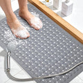 Large Shower Mat 21.5x33.5 Inch Grey, Soft Non Slip Shower Mats for Inside Shower with Big Suction Cups Drain Holes, Extra Large Bath Bathtub Mat Floor Stall Mats, BPA-Free, Easy Clean