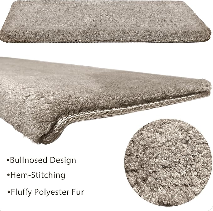 PURE ERA Carpet Stair Treads Ultra Plush 9.5" X 30"Soft Bullnose Indoor Stair Protectors Pet-Friendly Non-Slip Skid Resistant Tape Free Washable Reusable(7 Pieces, Cream Gray)