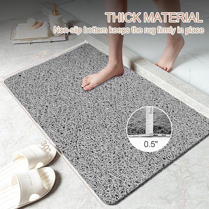 Joyhalo Shower Mat Bathtub Mat Non Slip, Bathmats Non Slip, Quick Drying Foot Scrubber Loofah Mats for Shower, Tub, Bathroom, Home, 32x24inch, Grey