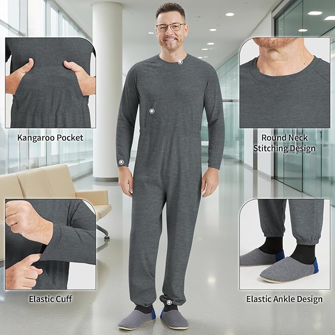 Adaptive Clothing for Men with Anti-Strip Design and Easy Back Access for Dementia Elderly and Special Needs