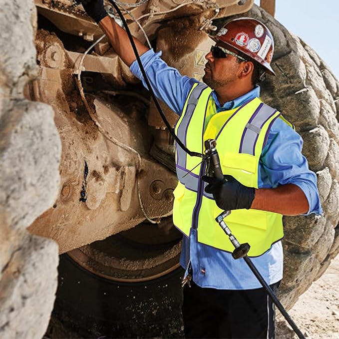 AYKRM High Visibility Safety Vest - Reflective Work Vest with 5 Reinforced Pockets