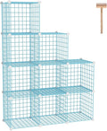 C&AHOME Wire Cube Storage, 9 - Cube Organizer Metal C Grids, Modular Shelves Units, Closet Organizer, Ideal for Home, Office, Living Room, 36.6”L x 12.4”W x 48.4”H, Blue UWCS3009B