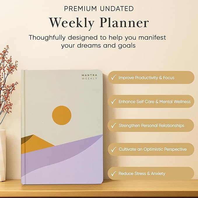 2026 Planner, Daily Journal & Gratitude Journal All-In-One with To Do List, Self Care Prompts & Habit Tracker - 5.8 x 8.3 - Evening