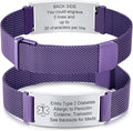VNOX Medical Alert Id Bracelet for Men Women, Custom Engraving Adjustable Stainless Steel Customizable Mesh Emergency Survival Medic Bracelets Wristband Loop Band with Replacement Tag
