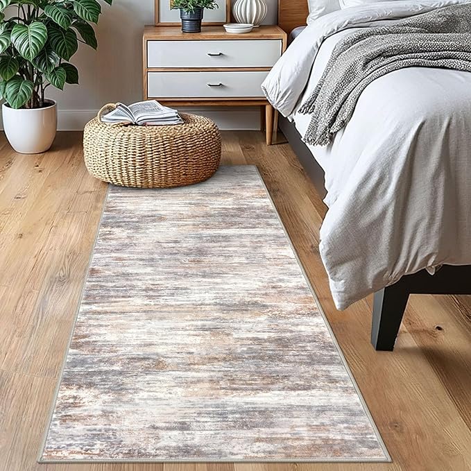 KOZYFLY 2x6 Washable Runner Rug for Hallways & High-Traffic Areas - Non-Slip Kitchen & Entryway Runner, Multi Grey Abstract Modern Low-Pile Carpet, Perfect for Bathroom, Laundry Room, Foyer