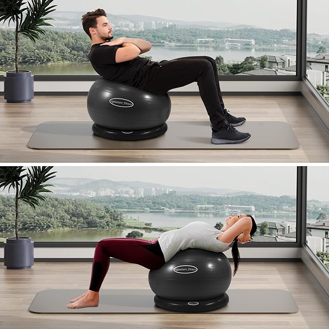Fitvids Anti-Burst and Slip Resistant Exercise Yoga Fitness Birthing Ball with Quick Pump, 2,000-Pound Capacity, Multiple Colors and Sizes