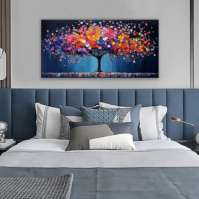 Suconvng Canvas Art Wall Decor Abstract Tree Wall Art For Living Room Modern Abstract Wall Decor Prints Pictures Colorful Tree Of Life Wall Art Picture For Bedroom Hotel Home Artwork 24 X 48 Inch