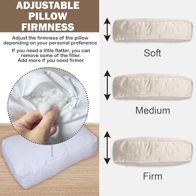 Recliner Headrest Pillow, Versatile Neck Support Cushion with Velvet Cover for Adults, Ideal Accessory for Chair, Couch, Office, Bed, Lumbar Pain Relief, Travel, Lounging, Cream