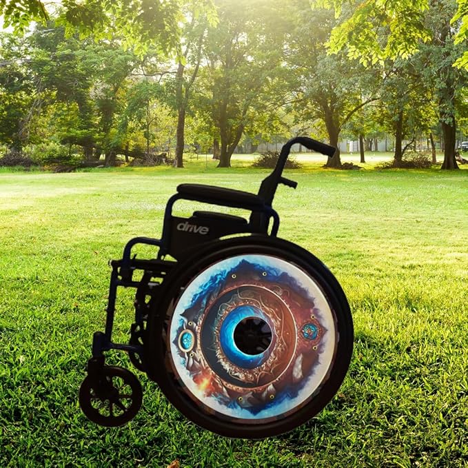 18 inches Wheelchair Wheel Covers | Decorative Wheel Covers for Wheelchairs, Ocean Adventure Design, Easy Install Mobility Accessory
