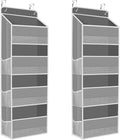 2 Pack Over The Door Organizer, Hanging Storage Organizer with Clear Window, 40lb Ultra Sturdy Large Capacity Room Organizer for Pantry Laundry Bathroom Nursery Closet (Grey)