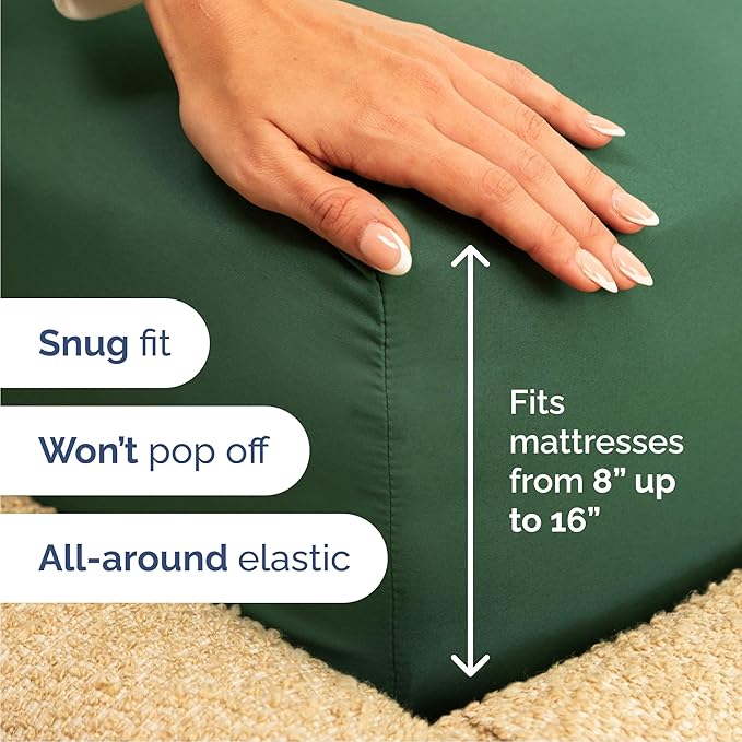 Cal King 6 Piece Sheet Set - Cooling & Breathable Bed Sheets - Hotel Luxury Bed Sheets for Women, Men, Kids & Teens - Bedding w/Deep Pockets & Easy Fit - Soft & Wrinkle Free - Cal King Emerald Sheets