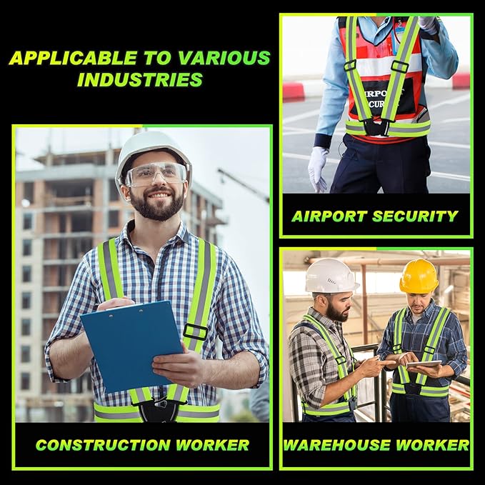 Hercicy 30 Pcs Reflective Vest High Visibility Safety Vests, Adjustable Running Gear Straps Lightweight Reflector for Construction (Yellow)