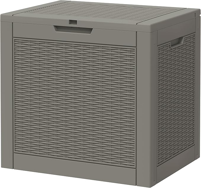 NUNU LAB 35 Gallon Outdoor Storage Box Waterproof, Outside Package Delivery Deck Boxes with Lockable Lid, Backyard Storage Bin For Garden Tools, Patio Cushions Accessories, Gray
