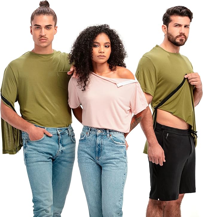 MAI We Care Post Shoulder Surgery Shirts for Men - Tear Away Recovery Apparel, Premium Chemotherapy Clothing