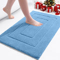 Buganda Bathroom Rugs, 24" x 16", Soft and Absorbent Microfiber Bath Rugs, Non-Slip Shaggy Shower Carpet, Machine Wash Dry Bath Mats for Bathroom Floor, Tub and Shower, Blue