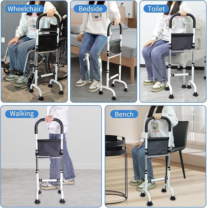 Stand Assist Mobility Aid Rail for Seniors – Adjustable Safety Grab Bar for Bed, Couch, Chair, Toilet – Non-Slip Base, Easy to Install, Stability Support for Sitting & Standing