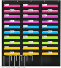 Godery Organization Pocket Chart，Wall File Pocket Folder Organizer with 30 Pocket Chart Plus 5 Hangers Hooks, The Perfect Pocket Chart for Classroom, School, Office or Home Use (30 Pocket)