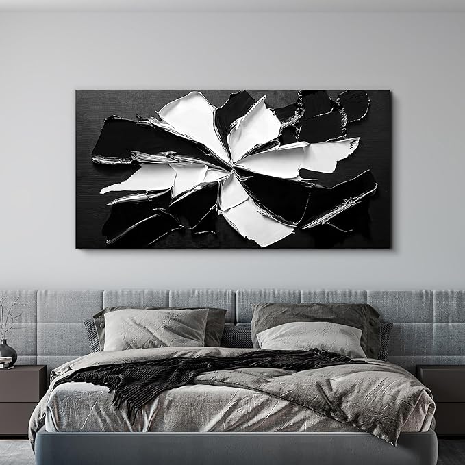 Abstract Wall Art Decor Modern Large Wall Art for Living Room Abstract Canvas Art Wall Decor Oversized Black and White Wall Art Prints Flowers Artwork for Walls Office Home Decorations 35" X 70"