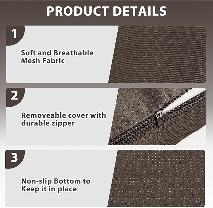 Extra Thick 5" Recliner Cushions for Elderly, 20"x20" Egg Shaped Foam Recliner Chair Cushion, Extra Large Egg Chair Cushion - Comfort & Support for Long Sitting - Brown - 20"x20"x5"