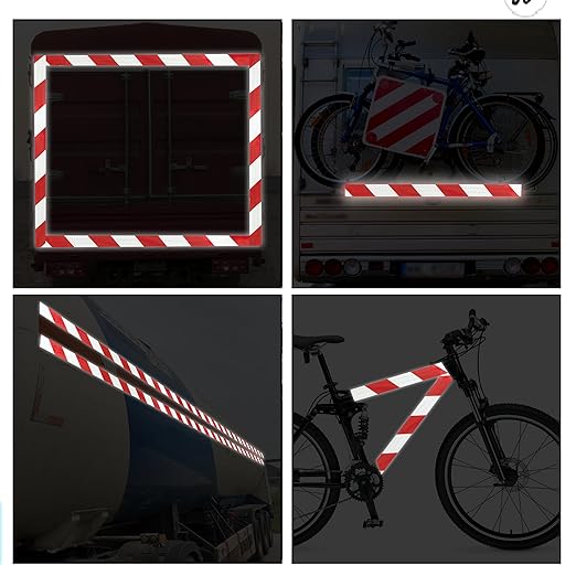 SWRT 2 Inch X 30 FT Reflective Tape Outdoor Waterproof Red & White Reflective Tape Strong Adhesive Caution Hazard Warning Tape Reflector Conspicuity Tape for Trailer Sign