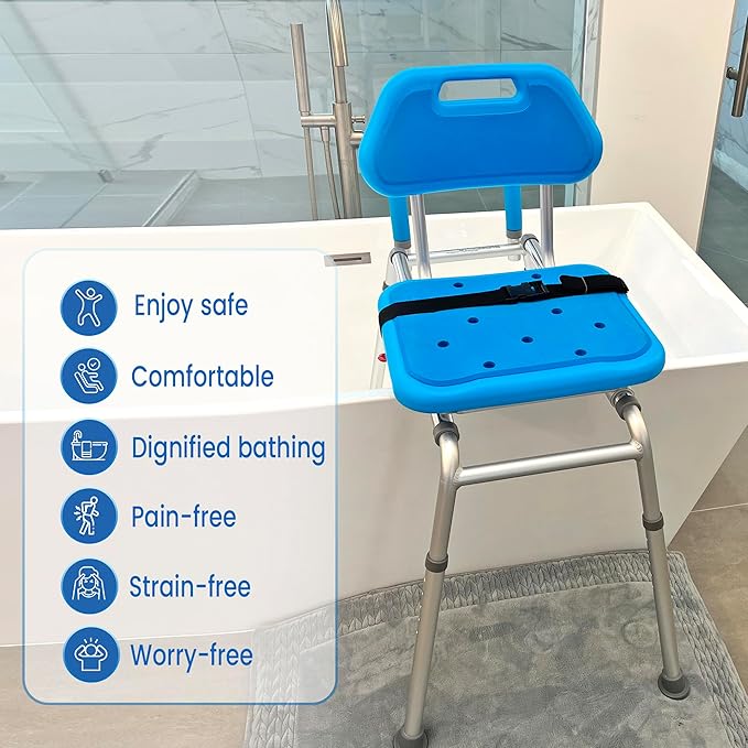 Platinum Health Gateway Premium Sliding Bath Transfer Bench with Swivel Seat-Padded (Blue)