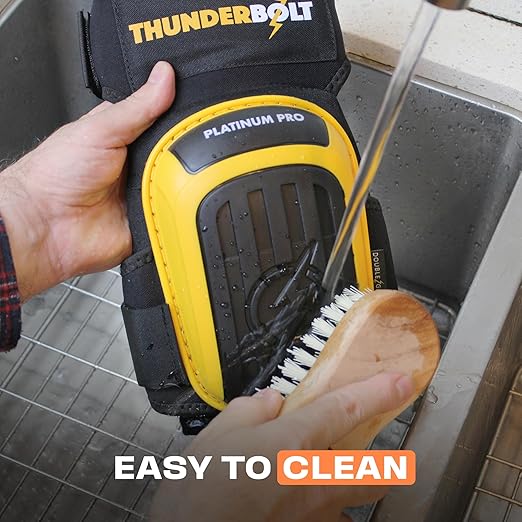 Thunderbolt Knee Pads for Men Construction Knee Pads for Work for Men and Women with Double Gel for Gardening Flooring Roofing Heavy Duty with Extra Thick Foam and Strong Adjustable Non-Slip Straps