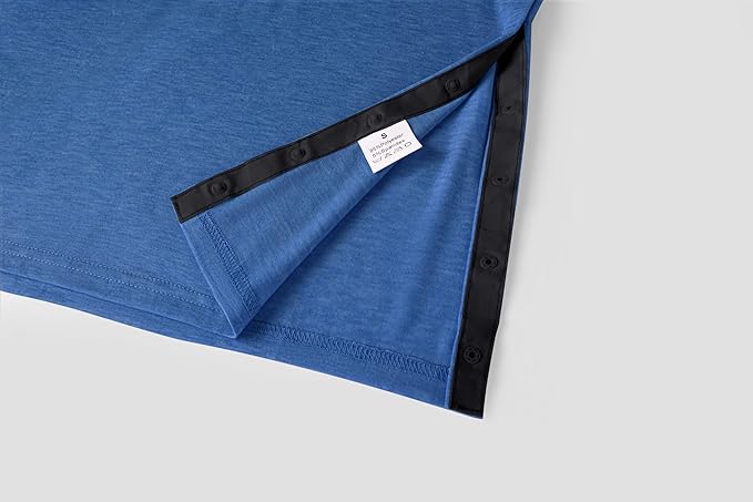 Poriff Men's Post Shoulder Surgery Recovery Shirts Full Tear Away Short Sleeve Snap Chemo Port Access Shirt