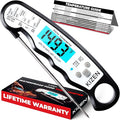 KIZEN Instant Read Meat Thermometer Digital - Food Thermometer for Cooking, Grill, Oven, BBQ - IP67 Rated Waterproof - Large Backlit Display and Magnetic Back