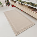 RESARE Waffle Bathroom Runner Rugs, Super Absorbent Bath Mat Non Slip Washable Quick Dry, Upgraded Ultra Soft Boho Bath Rugs with Tassels for Hallway Bedroom Laundry Room, 2'x4'(24"x48"), Pale Beige