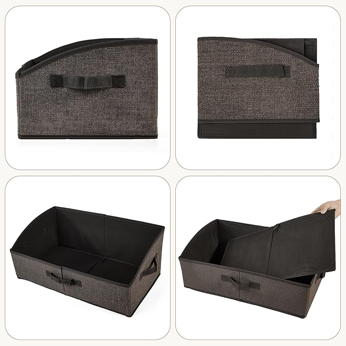 DAYARD Fabric Bins [1-Pack], Trapezoid Storage Bins with Handles, Foldable Baskets Storage Boxes for Shelves, Closet, Bookshelf, Organizer Containers, 20 x 11 x 8 inch Coffee…