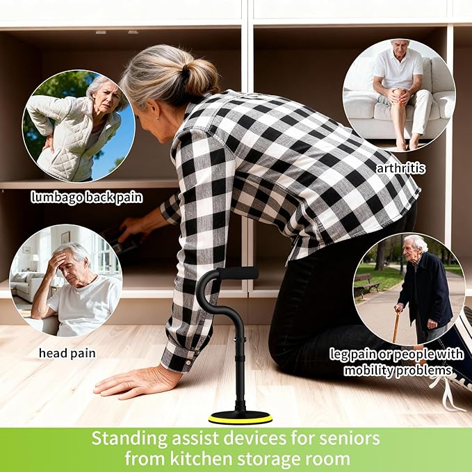 Standing Aid for Seniors Stand Assist Aid Devices & Supports for Elderly Help Get Up from Floor Standing Mobility Aid Tool Rising Indoors Garden Housework Bedroom Bathroom Bedside Matte Black