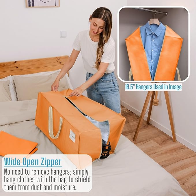 VENO 8 Pack Moving Bags w/Backpack Straps, Heavy Duty, Moving Boxes Alternative, Packing Supplies, Large Storage Totes for Dorm Room Essentials with Zipper (Seasonal Autumn Orange, 8 Pack)