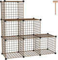 C&AHOME Wire Cube Storage, 6 - Cube Organizer Metal C Grids, Modular Shelves Units, Closet Organizer, Ideal for Home, Office, Living Room, 36.6”L x 12.4”W 36.6”H, Brown UWCS3006R