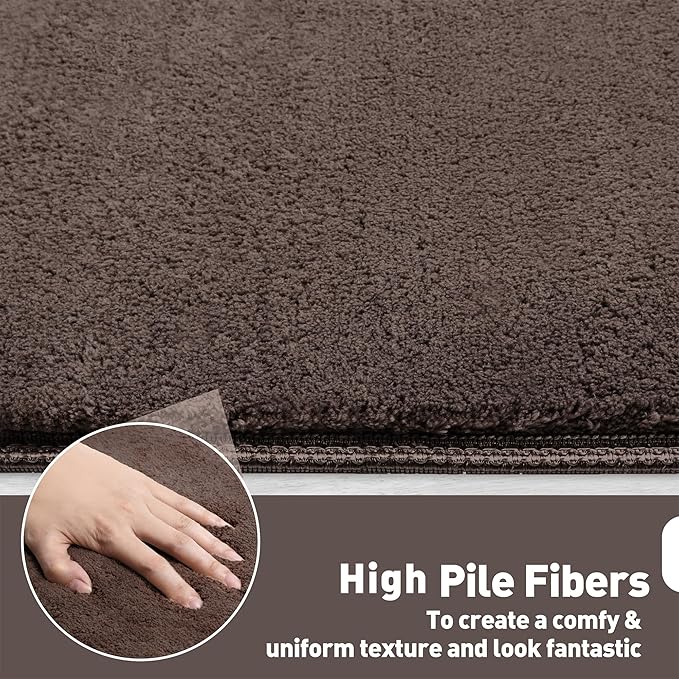 PURE ERA Carpet Stair Treads Ultra Plush 8" X 30" Soft Indoor Stair Protectors Pet-Friendly Non-Slip Skid Resistant Tape Free Washable Reusable(14 Pieces,Dark Brown)