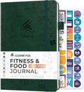 Clever Fox Fitness & Food Journal – Nutrition & Workout Planner for Women & Men – Diet & Gym Exercise Log Book with Calendars, Diet & Training Trackers - Undated, A5 Size, Hardcover (Forest Green)