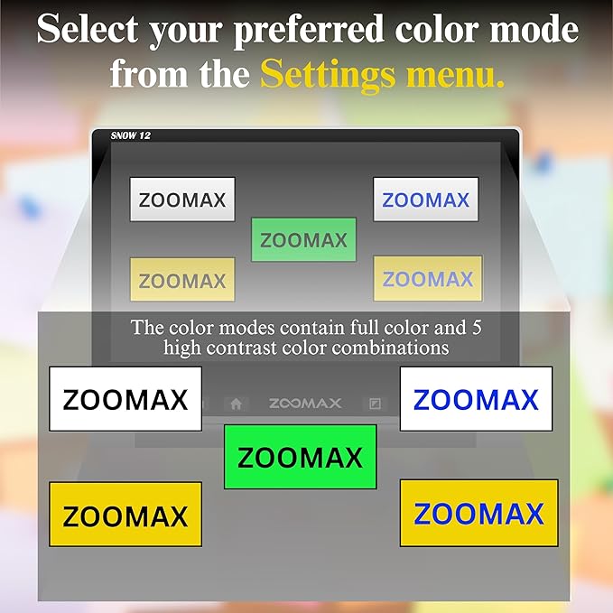 Snow 12 Inch Foldable Portable Video Magnifier by Zoomax with OCR for Low Vision & Reading Assistance – HD Display, 19x Magnification, Text-to-Speech, & 20+ Language Support