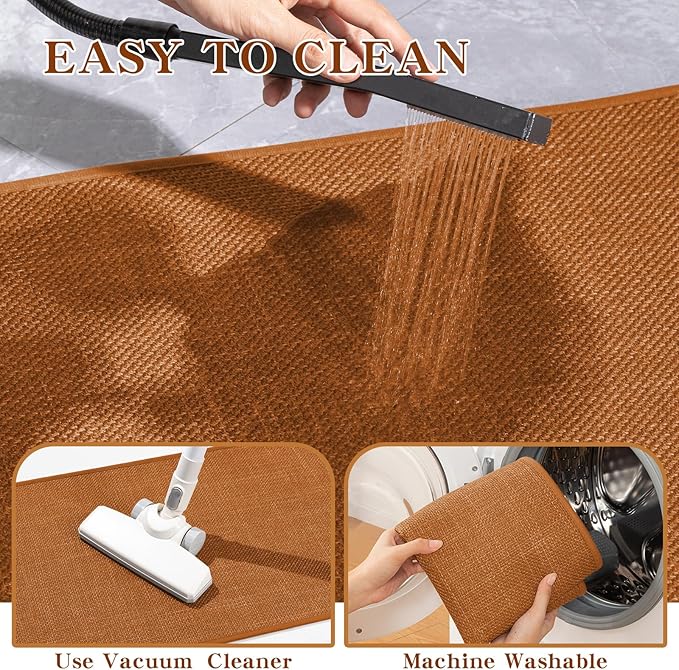 chakme Bathroom Rugs Mat 47x24, Ultra Thin Non Slip Bath Mat Large Quick Dry Absorbent Bath Mat for Bathroom, (Orange, 47"x24")
